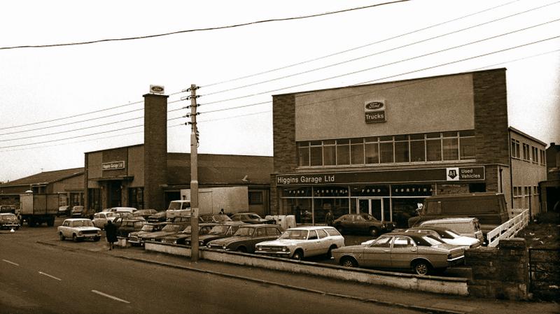 Higgins Garage and Showroom on the Headford Road in Galway in the early-to-mid 1970s. Higgins Garage was the Ford dealer in Galway at the time and a number of different Cortina models are among those pictured in the forecourt. The site is now occupied by Lidl and Argos among others.
