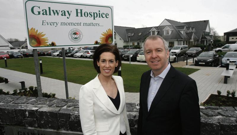 Senator Hildegarde Naughton and retired TD Brian Walsh, during a visit to the Galway Hospice in Renmore.