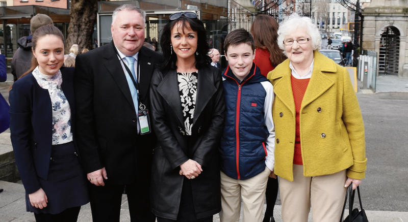 The Murphy family at Leinster House. From left: Nadine Murphy, Eugene Murphy TD, Linda Murphy, Rian Muphy and Eugene's mother Margaret (80). Photos: Gerry Stronge.