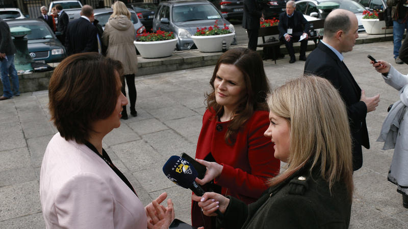 New TD Anne Rabbitte from Portumna being interrogated by journalists Jacqueline Hogge of the Tuam Herald and Stella Meehan of Galway Bay fm. Photo: Gerry Stronge.