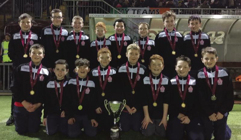 The Ramblers United U-12 Division players who were presented with their winners- medals at Eamonn Deacy park on Friday ngiht after clinching the U-12 Division 3 title this season. Back row, from left: Sean Deeley, Flinn Kearns, Paul Fahy, Cian Duggan, David Flynn, Caolan O'Connor, Luke Broderick, and Jack Moran. Front: Jamie O'Donnell, Thomas Power, Eanna Kenny, Evan Madden, Joe Dervan, Eanna Flanagan, Dillon O'Donnell, and Shane Murphy. Missing from photo: Jack O'Malley, Danny Comer, and Ethan Sheil.