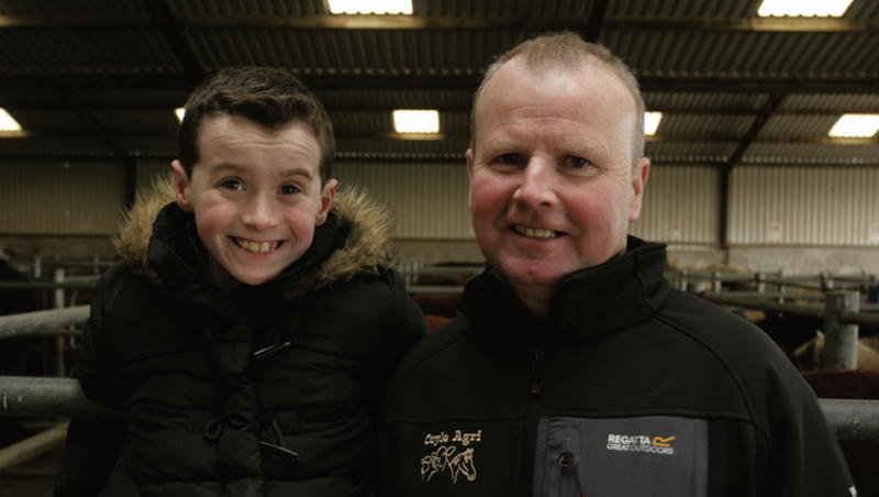 John Hurley (9) with his dad Joe from Bealnamulla, at the Mountbellew Mart Annual Spring Show and Sale last Friday.