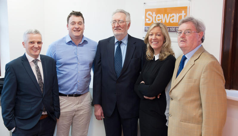 Celebrating: Stewart Board of Directors (from left): Brian Gorman, Contracts Director, Paul Stewart, Managing Director, Sean Stewart, Chairman, Rachael Stewart, Business Development Director, and Gerry Conway, Financial Director.