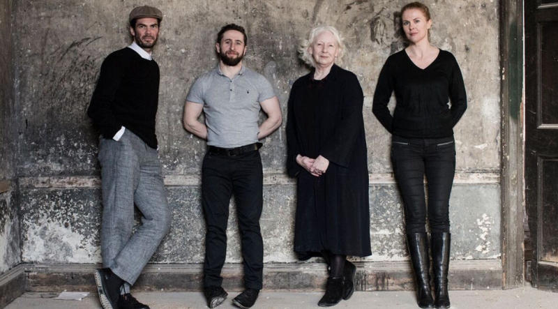 Marty Rea, Aaron Monaghan, Marie Mullen and Aisling O'Sullivan who all star in Druid's 20th anniversary production of The Beauty Queen of Leenane. Photo: Matthew Thompson.