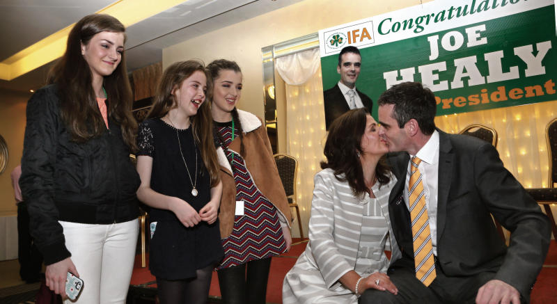 Joe Healy and his wife Margaret celebrate with their daughters Kiara (13), Anna (11) and Nicole (15) during the homecoming celebrations at the Raheen Woods Hotel in Athenry last week. PHOTO: JOE O'SHAUGHNESSY.