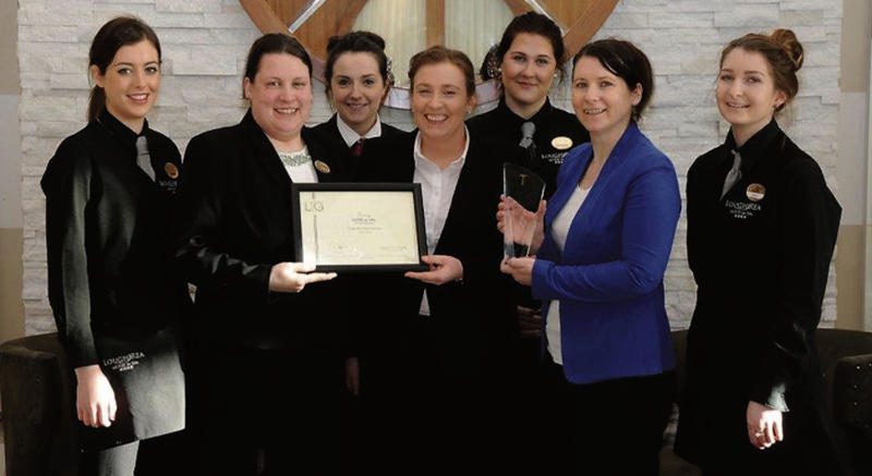 Lough Rea Hotel & Spa team (from left) Shona Moran, Karen Brady, Catherine Kelly, Ruth O’Brien, Deimante Tilindyte, Sales and Marketing Manager Rose Finn and Melinda Earls celebrate their selection as Best Luxury Hotel and Spa, Galway from the global publication the Luxury Travel Guide.