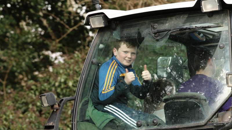 Cian McCarthy from Achill going for the spin in the 'On the Border Tractor Run' in aid of Cancer Care West that took place on Easter Sunday. The 40km run started at Tierney’s of Foxhall taking in Kilmaine, Shrule, Caherlistrane, Beaughore and Ardour. Cian was being carried in the tractor of his godfather, Stephen Mullin.