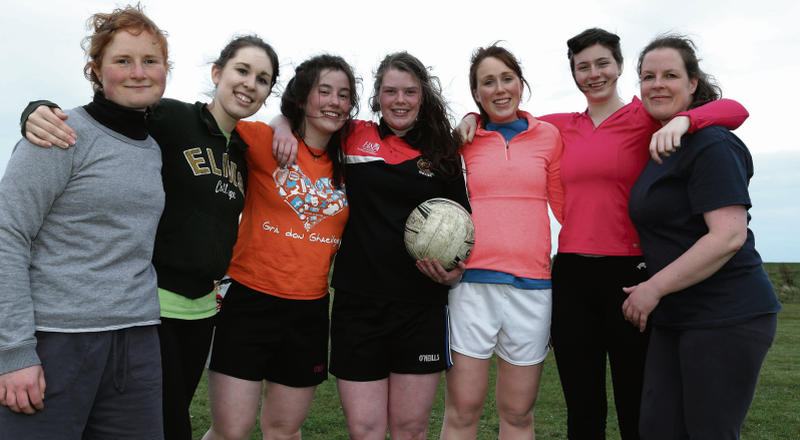 The ladies of Galway's newest GAA club, Gaeil na Gaillimhe, at a training session last week. Left to right: Aine Gallagher, Síobhra Aiken, Shannon Grimes, Caitlín Ní Cheallaigh, Siobhán Ní Dhufaigh, Morvyn Menzies, Ruth Ní Shiadhail.