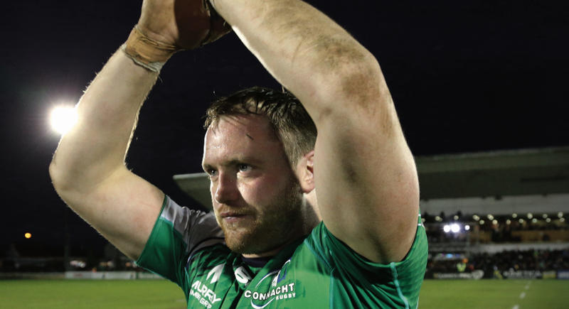 Connacht back row forward Eoin McKeon salutes the crowd after their magnificent Guinness Pro12 victory over Munster at the Sportsground last Saturday. Photo: Joe O'Shaughnessy.