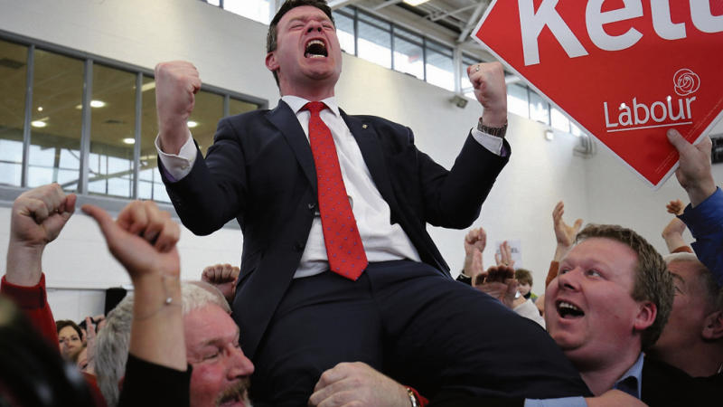 Delight....but will Alan Kelly be this high after the leadership battle is decided?