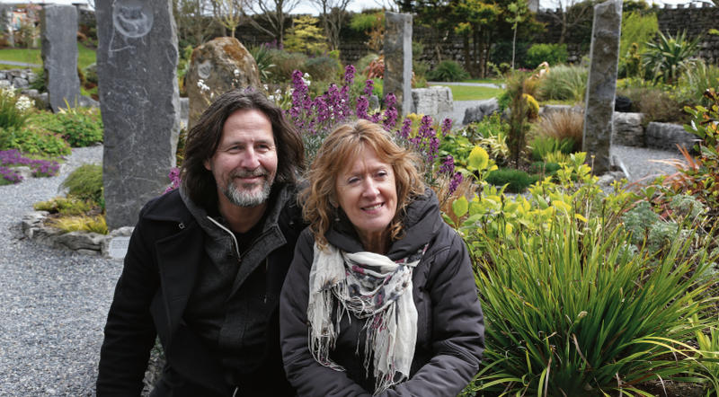 Erwin Rademaker and Martina Goggin at the Circle of Life Garden in Sathill where the author donated €1,200 from the sales of his book, A Letter to Mr Scott, to the garden which commemorates organ donors and their families. PHOTO: JOE O'SHAUGHNESSY.