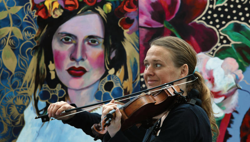 Katherine Mac Maghnuis, a member of The Good Ladies of Galway, performing in the the Print Works at the Connacht Tribune during the 21st Galway Early Music Festival at the weekend. Photo: Joe O'Shaughnessy.