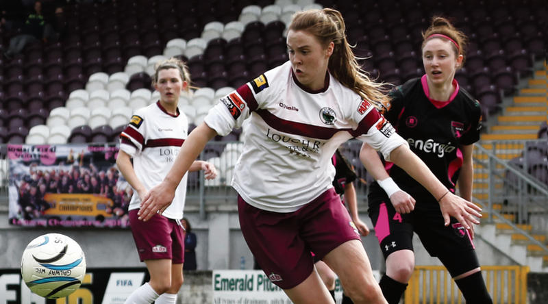Galway WFC defender Sophie Moloney comes away with the ball in her team's 1-1 draw with Wexford Youths WFC at Deacy Park on Sunday. Photo: Eirefoto.