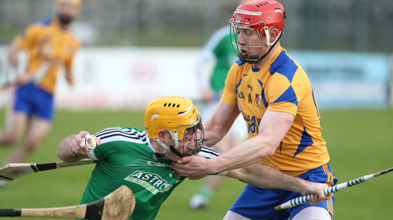 Portumna's Joe Canning gets to grips with Liam Mellows' Conor Kavanagh during the clubs' championship clash at Kenny Park on Sunday. Photo: Joe O'Shaughnessy.