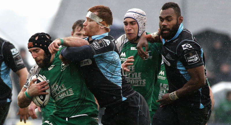 Team captain John Muldoon and second row Ultan Dillane who will be hoping to help Connacht to an historic place in the Guinness PRO 12 final when they renew rivalry with Robert Harley and Leone Nakarawa of Glasgow Warriors at the Sportsground on Saturday.