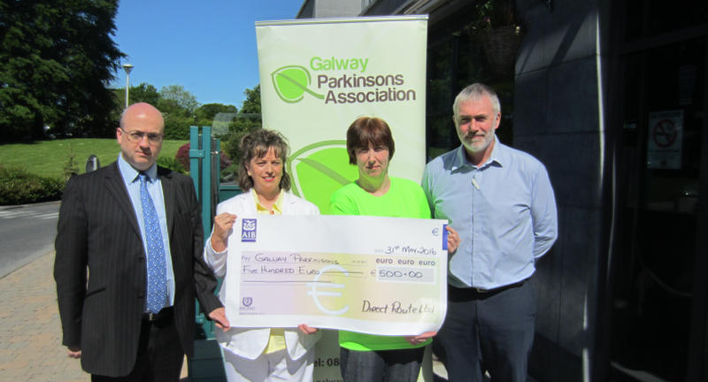 DirectRoute, the consortium building the Gort-Tuam motorway, recently made a donation to the Galway’s Parkinsons Association, arising from a Health & Safety incentive scheme run on the M17/18 project. Pictured at the presentation were (from left) Declan Carney, DirectRoute; Caitríona Thornton, representing Seán Thornton of Lagan Construction Group; Marie Cahill, Galway Parkinsons Association; and Seamus Sorohan, Lagan.