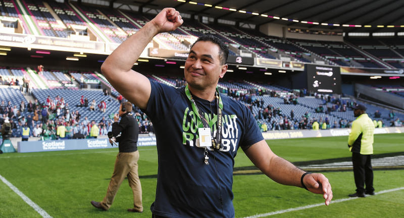 Connacht head coach Pat Lam celebrates following his side's victory in the Guinness PRO12 Final at Murrayfield. Photo by Ramsey Cardy/Sportsfile