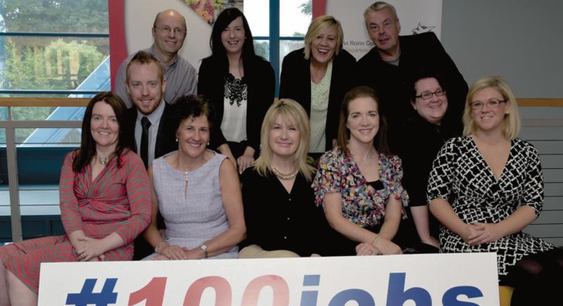 Jobs pledge…pictured at the launch of the #100jobs campaign were (back – from left) Aidan Keane (Intreo), Amanda Gibbons (Nestors SuperValu), Ann Loughney (EmployAbility Galway), and Sean O Choistealbha (Patron EmployAbility Galway), with (front) Pauline O’Dwyer (EmployAbility Galway), Michael Smyth (SCCUL Enterprises), Geraldine Grady (StepHR), Maeve Joyce Crehan (Galway Chamber), Niamh Costello (Galway Technology Centre), Katrina Philips (CSSI) and Alison Comiskey (Collins McNicholas).