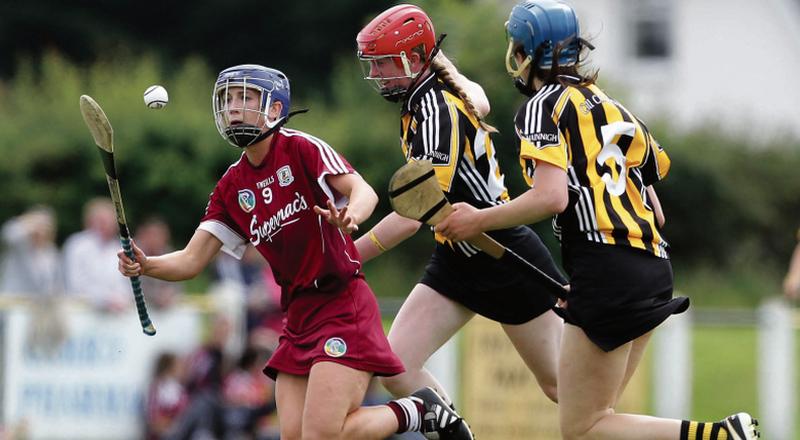 Galway's Niamh Kilkenny on the attack against Kilkenny in Saturday's All-Ireland championship tie in Freshford. Photos: Ken Sutton/Inpho.