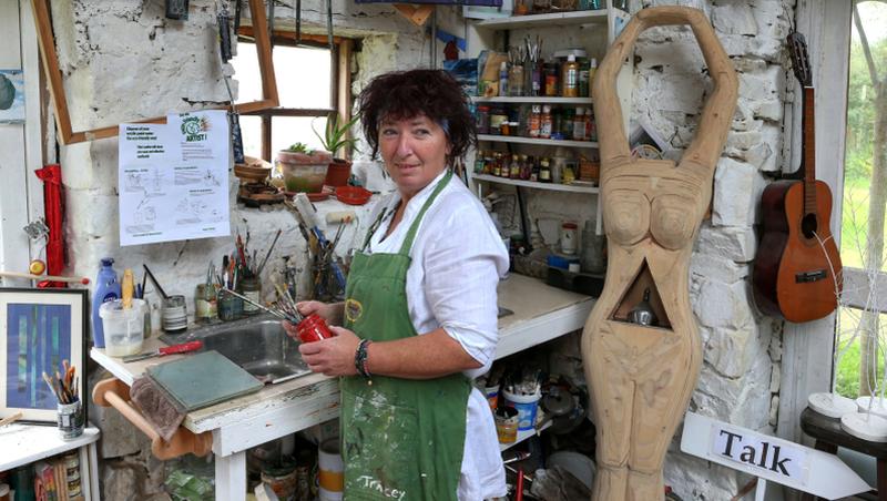 Sheila Flanagan in the studio at Artfarm. "I like to be involved with people and see people do stuff that they wouldn’t normally do. I like to encourage creativity,” she says. Photos: Joe O'Shaughnessy.