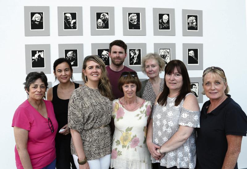 Members of the Galway Print Studio in the Connacht Tribune Printworks Gallery where Printed Matter will open this weekend. From left: Jan Godfrey, Nicola Gunwhy, Victoria Smith Cradock, Studio Administrator, Mick Davoren, Mary Geeleher, Mary Ryan, Norah Brennan and Pauline Kinahan Kane. PHOTO: JOE O'SHAUGHNESSY.