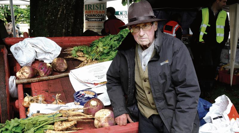 Tommy Martin, Kilcolgan, with his vegatables and potatoes, at the Clarinbridge Market Day in Clarinbridge.