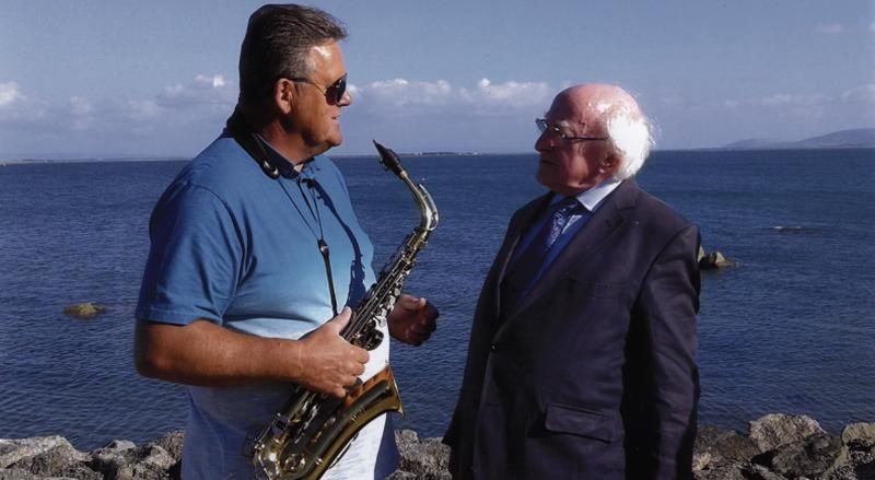 Sax on the Prom's Alan Nolan and President Michael D. Higgins having a chat in the Salthill sunshine.