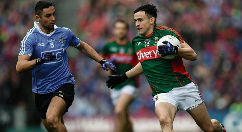 Mayo attacker Jason Doherty takes on Dublin's James McCarthy during Sunday's All-Ireland Senior Football Final at Croke Park. Photo: Stephen McCarthy/Sportsfile.