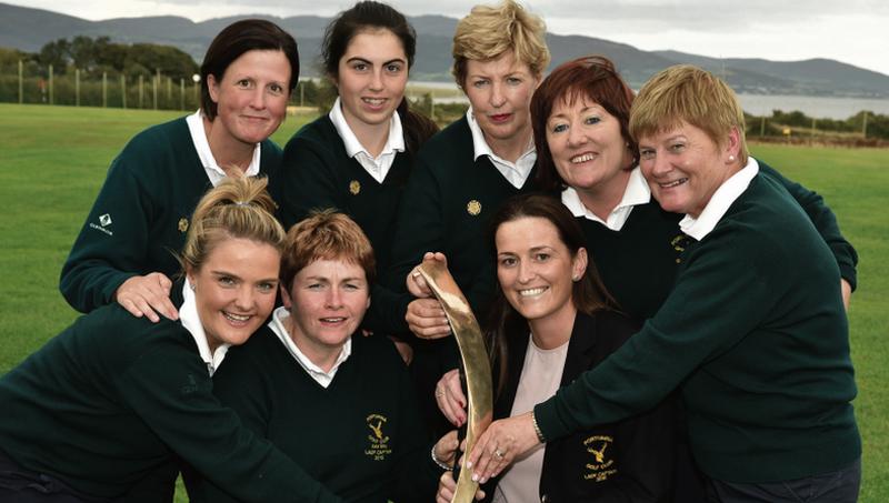 Mary McElroy (Lady Captain, Portumna Golf Club) with Anne Fahy (Team Captain) after Portumna's victory in the AIG Intermediate Cup Final at Dundalk Golf Club today (23/09/2016) . Also in the picture are Mary Kelly, Riona Holohan, Sinead Lohan, Kathleen Lynch, Carmel Cunningham and Brid Kelly. Photo: Pat Cashman