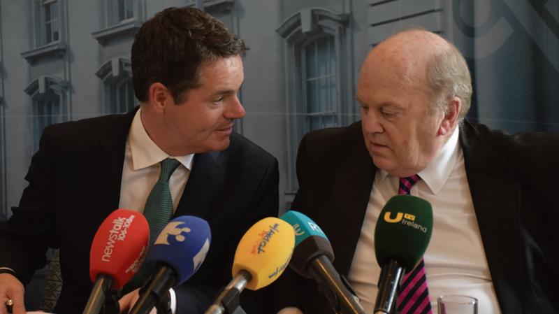 Budget buddies...Ministers Paschal Donohoe and Michael Noonan negotiated their way through choppy waters.