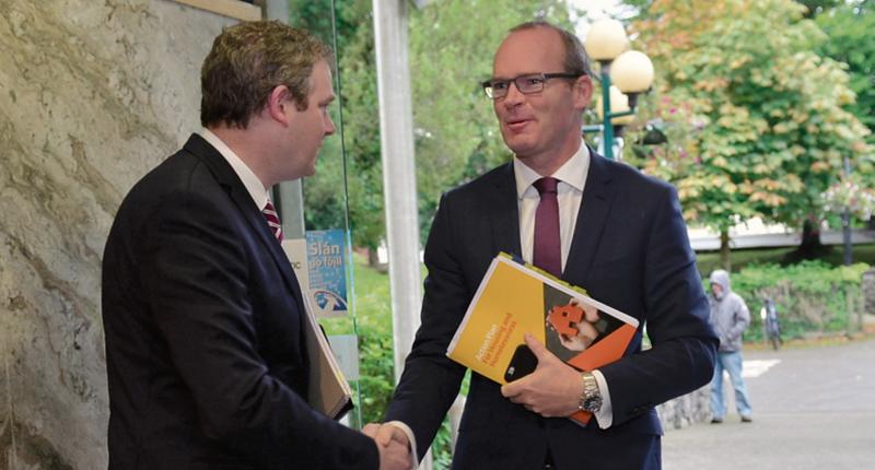 Galway West TD Sean Kyne was on hand at City Hall to welcome Simon Coveney, who brought his Fine Gael party leadership credentials roadshow . . sorry, the Rebuilding Ireland roadshow, to the city last week. Photo: Joe Travers.