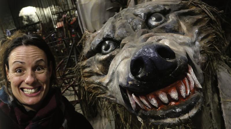 Macnas Artistic Director Noeline Kavanagh and friend prepare for this year's parade. PHOTO: JOE O'SHAUGHNESSY.