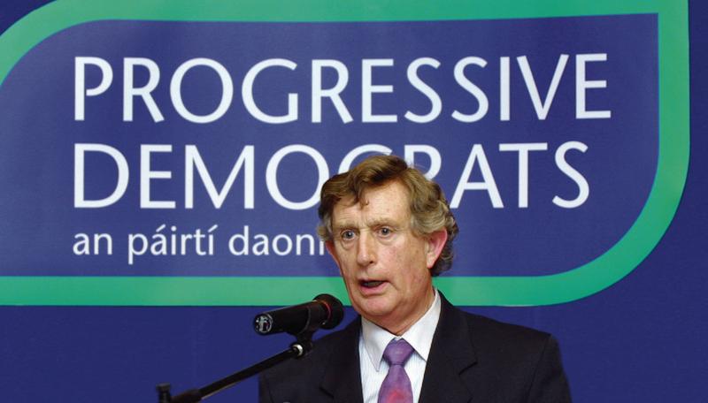 Deputy Robert Molloy speaking to party members at the Ardilaun House Hotel after his selection to run for the Progressive Democrats in Galway West in the General Election in February 2002.