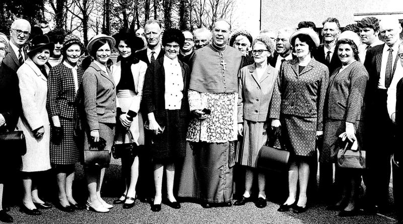Cardinal Terence Cooke of New York pictured with his relations on a visit to Abbeyknockmoy in May 1969, only weeks after his elevation to Cardinal. Cardinal Cooke was deeply cognisant of his Galway roots and on this visit celebrated Mass in Newcastle, Athenry. He died in 1983.