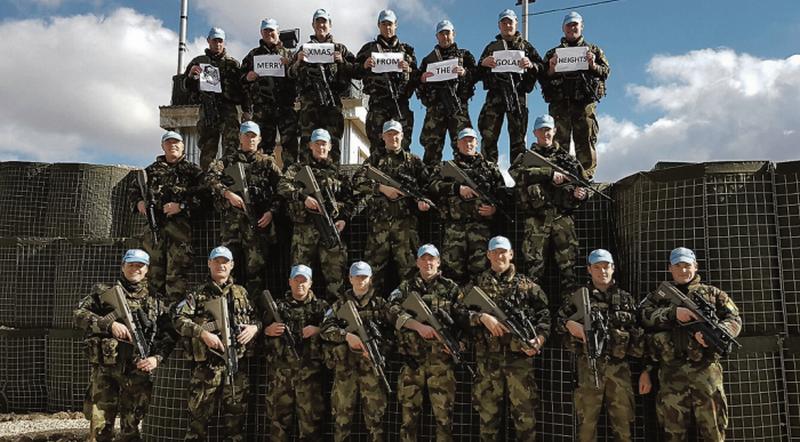The 54th Infantry Group, made up mainly of troops from Dun Ui Maoliosa in Renmore and led by Lt Col Mary Carroll from Oranmore, pictured serving with the UN in the Golan Heights over the Christmas period.