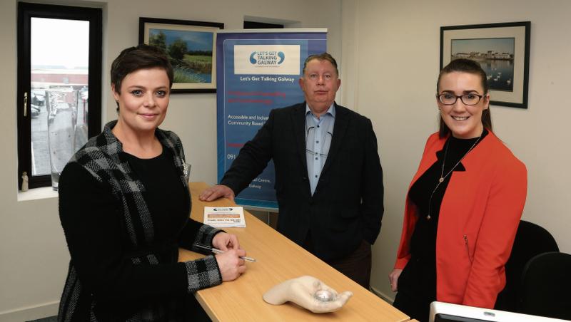 Margaret Monaghan, Business and Administration Manager, Cyril Hyland, Coordinating Manager, and Elaine Ryan, Director of Client Services, Lets Get Talking Galway. Photo: Joe O'Shaughnessy.