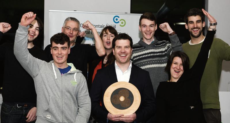 ExOrdo staff with Paul Killoran (centre), who was named as Galway's Best Young Entrepreneur at the IBYE 2016 Awards, organised by Local Enterprise Office Galway at the Portershed.