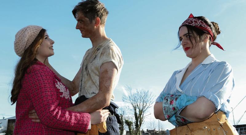 Eleanor O'Malley, Patrick Conneelly and Roisin Egan in Urinetown: the Musical.