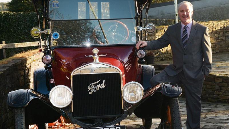 Salthill native, Ciarán McMahon, Chairman and Managing Director of Ford Ireland, with a Ford Model T.