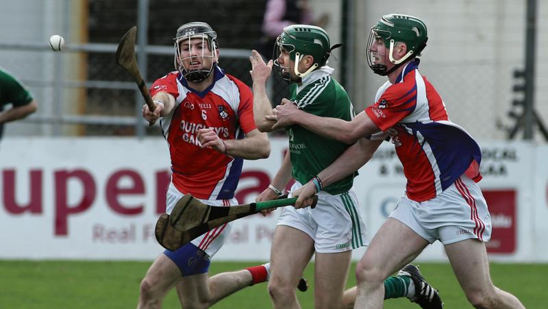 Ahascragh/Fohenagh captain Padraic Mannion and Stephen Kelly close in on Ballinderreen's Shane Larkin during last year's Galway intermediate hurling final.