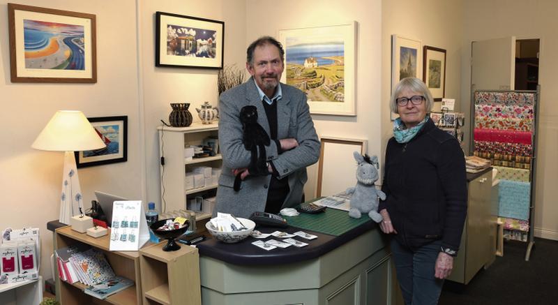Ted Turton and Janet Vinnell in the Black Cat Gallery at Market Street. PHOTO: JOE O'SHAUGHNESSY.