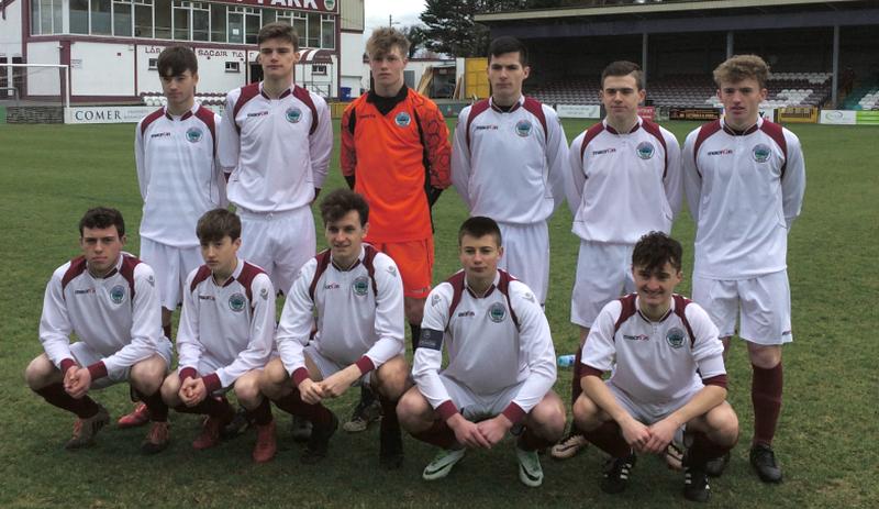 The Galway U18 team which are through to the last eight of the FAI Youth Cup. Back row, left to right: Niall Rooney, Nathan Ward, Troy Slattery, Dean Cullinane, Mathew Barrett, Oran Monaghan. Front row: Paul Boyle, Conor Devlin, James Cahalan ,Cian O'Toole (C), Jack Kissane.