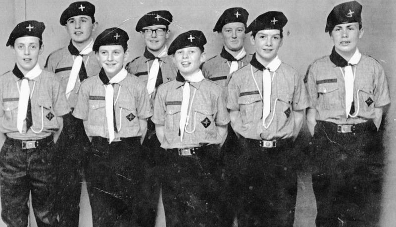 Dominican Boy Scouts, Claddagh in 1970. Back row: Sean Browne, Dave Courtney, Derek Feeney. Front: Ger Moran, Stephen Moran, Ger Cleary, Ivor Robinson, and Harry Moran.