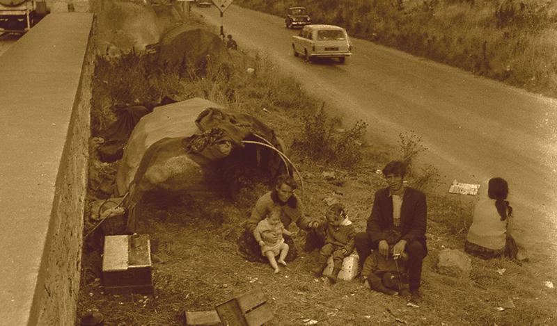 A Traveller family camped on the side of Lough Atalia Road in Galway City in September 1969.
