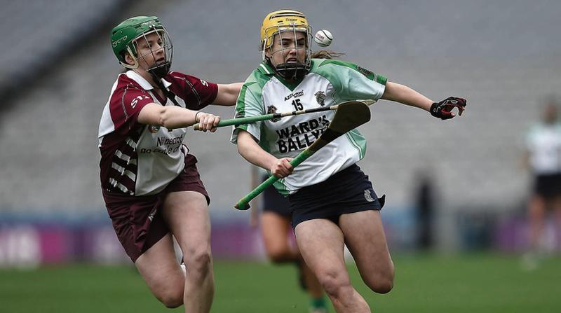 Sarsfields' Siobhan McGrath is chased by Josie McMullan of Slaughtneil during Sunday's All-Ireland Club senior camogie final at Croke Park. Photo: Tommy Grealy/Inpho.