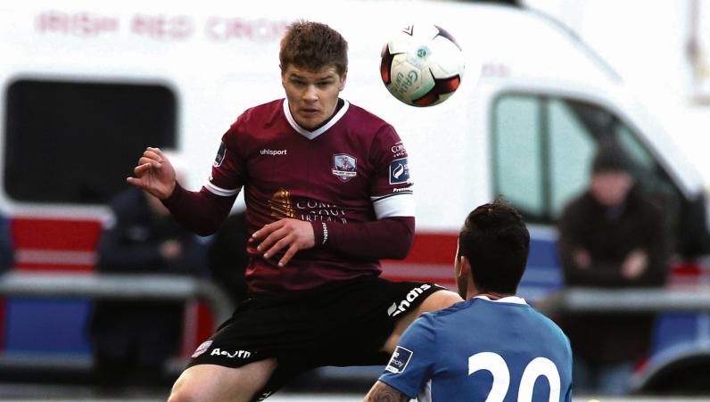 Galway United's Colm Horgan clears his lines against St Patrick's Athletic during the clubs' Premier Division tie at Eamonn Deacy Park last Friday night.