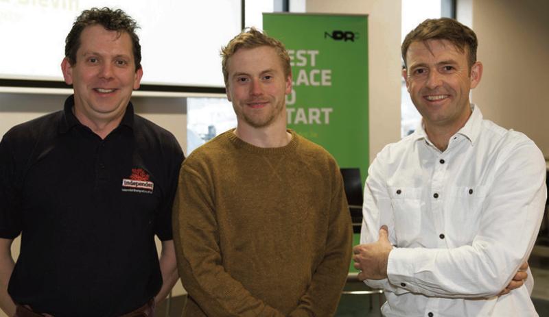 Joe Connolly of the Independent Brewing Company; Kieran Flynn of ClearBookings.com and Dominick Whelan, Junior Chamber International Galway at the PorterShed for the early stage investor’s event.