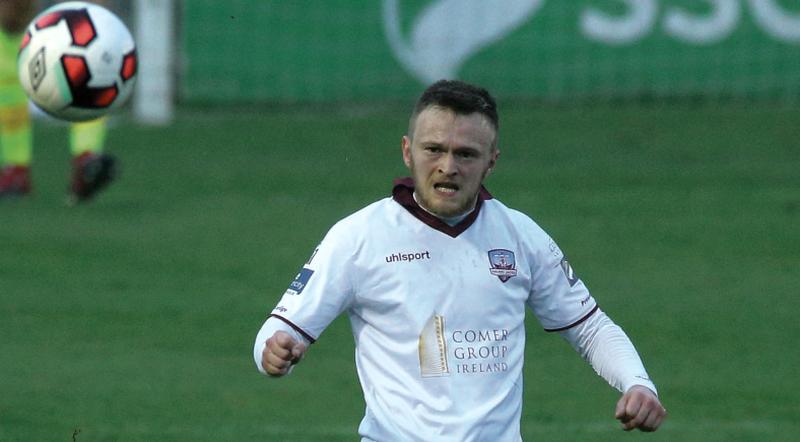 Galway United's David Cawley whose brilliant late goal earned the Tribesmen a share of the spoils against Limerick FC in the Premier Division at the Markets Field on Friday evening.