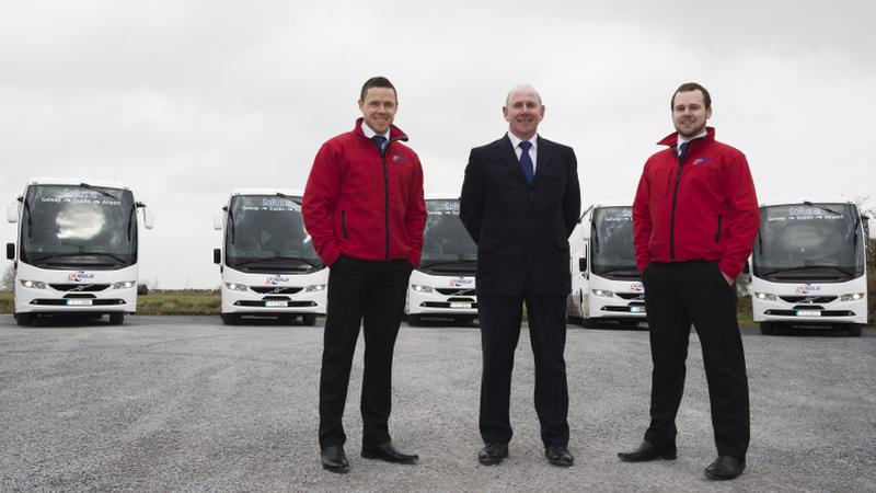 GoBus.ie founder and Managing Director Jim Burke (centre) alongside his sons Dara, Transport Manager (left) and Donal. Fleet Engineer. Photo:Andrew Downes, Xposure