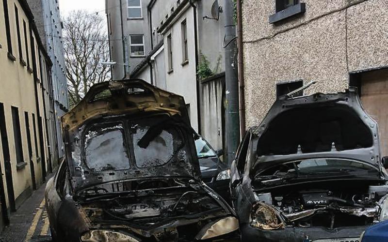 Two of the cars destroyed at St Patrick's Avenue.